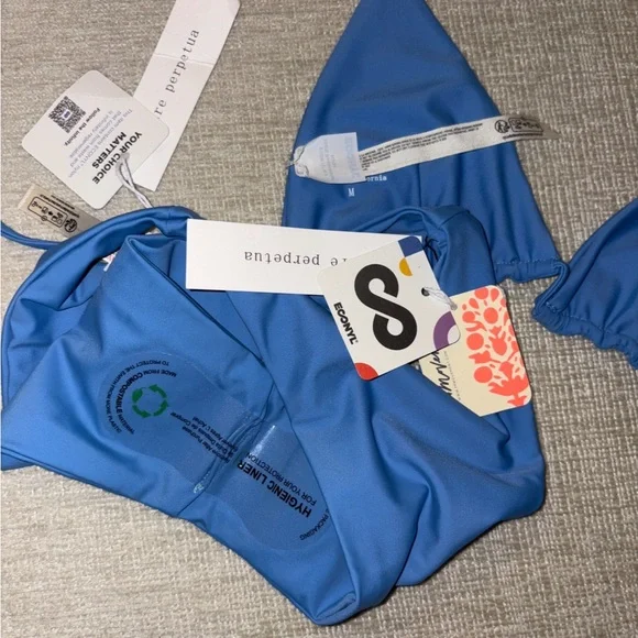 FP x Mare Perpetua The Essential Bikini Set Cornflower Blue String Medium XS NEW - Picture 7 of 8